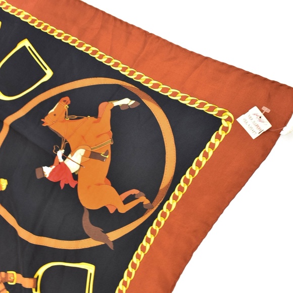 Gucci Black/Red/Gold Equestrian & Logo Silk Scarf - Picture 4 of 8
